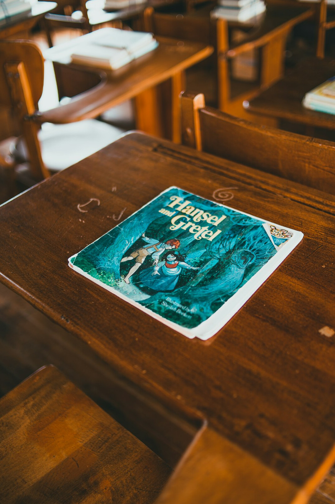 mystery book cover on table