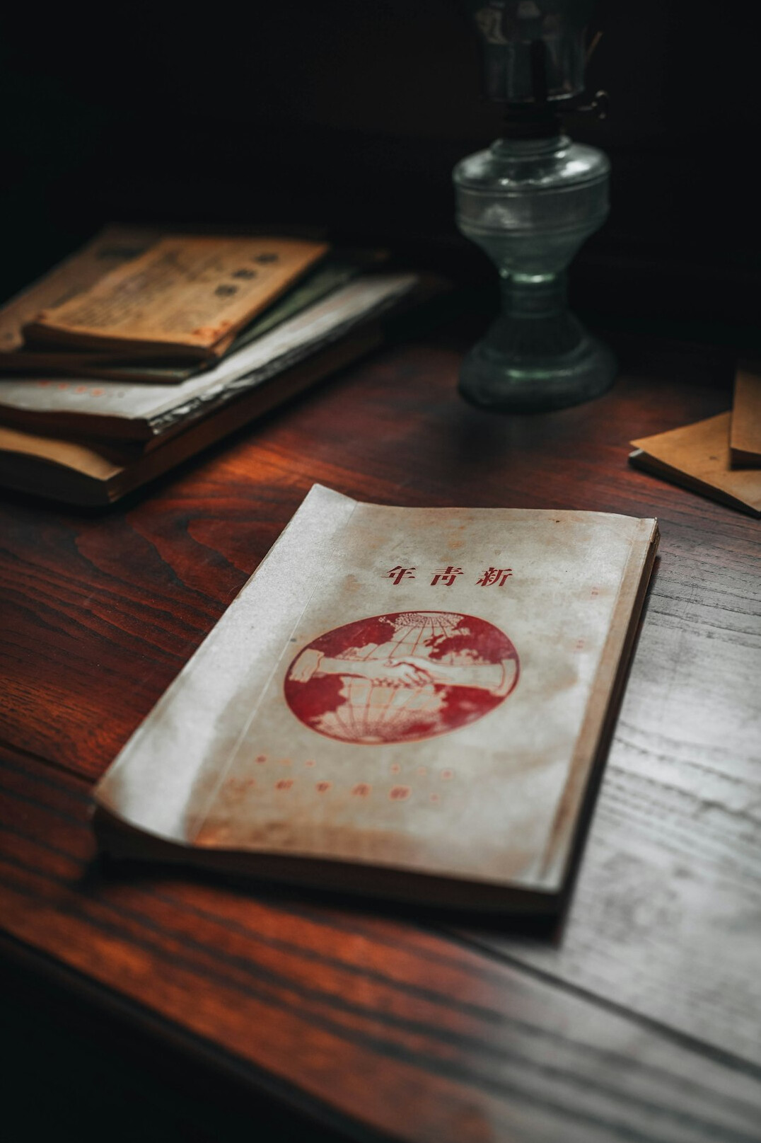 mystery book cover on table